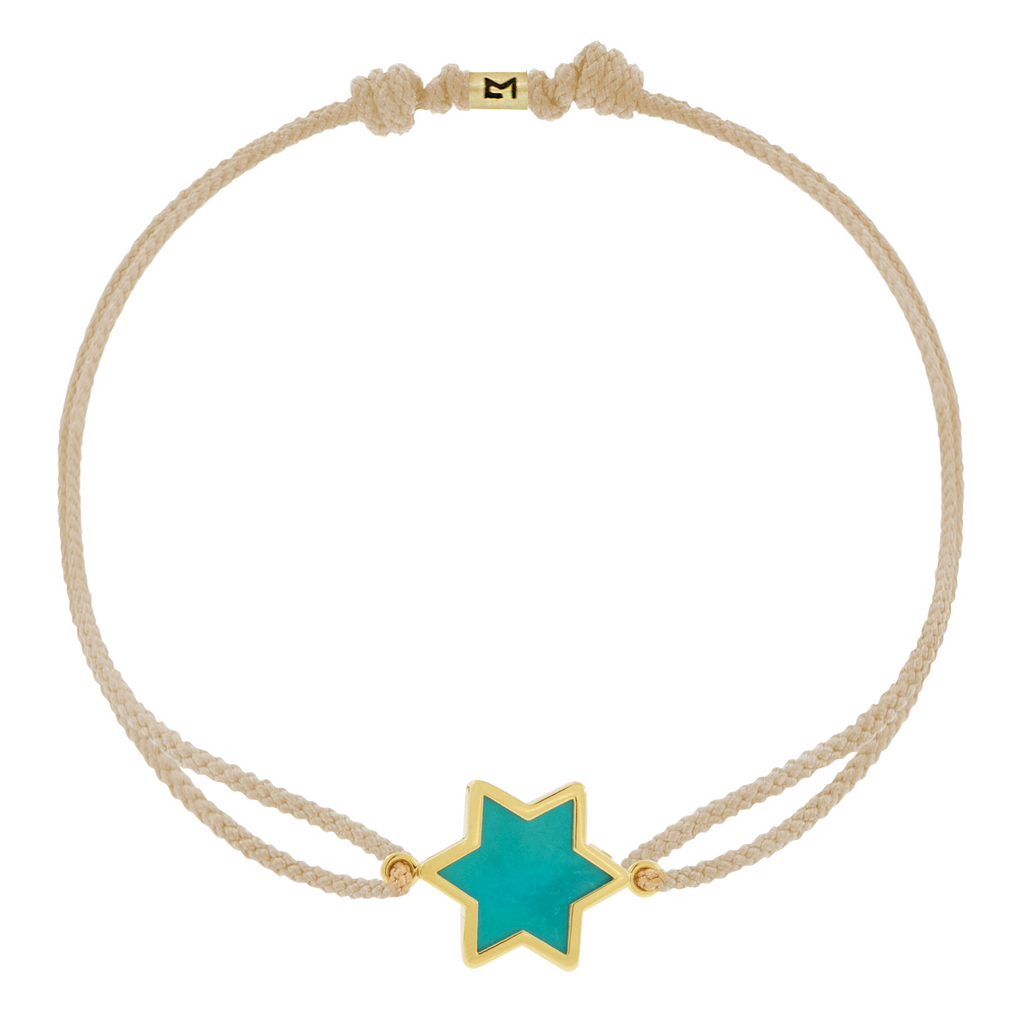 FRAMED TURQUOISE STAR ON CORD BRACELET