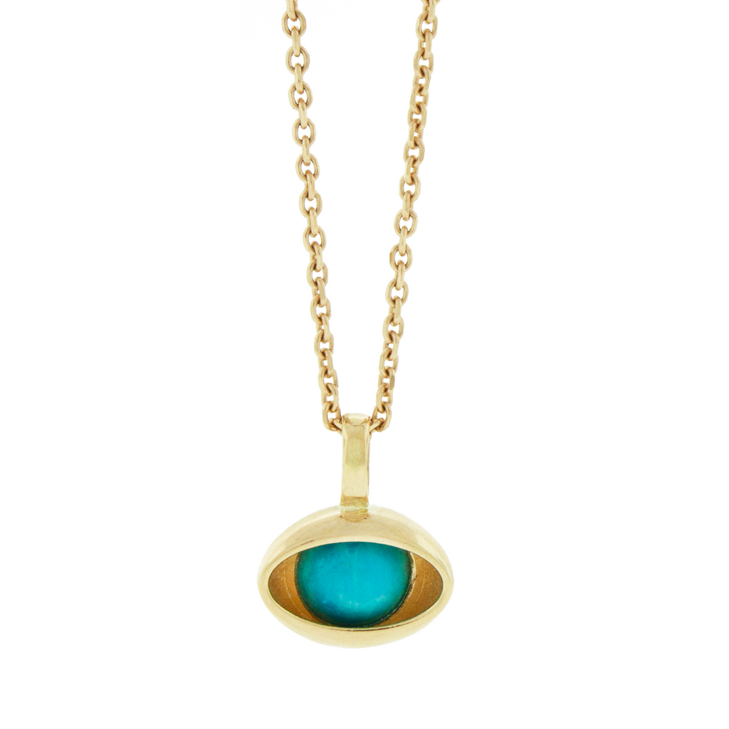 LUIS MORAIS 14k yellow gold double-sided 3D gemstone eye pendant. Chain sold separately.&nbsp;