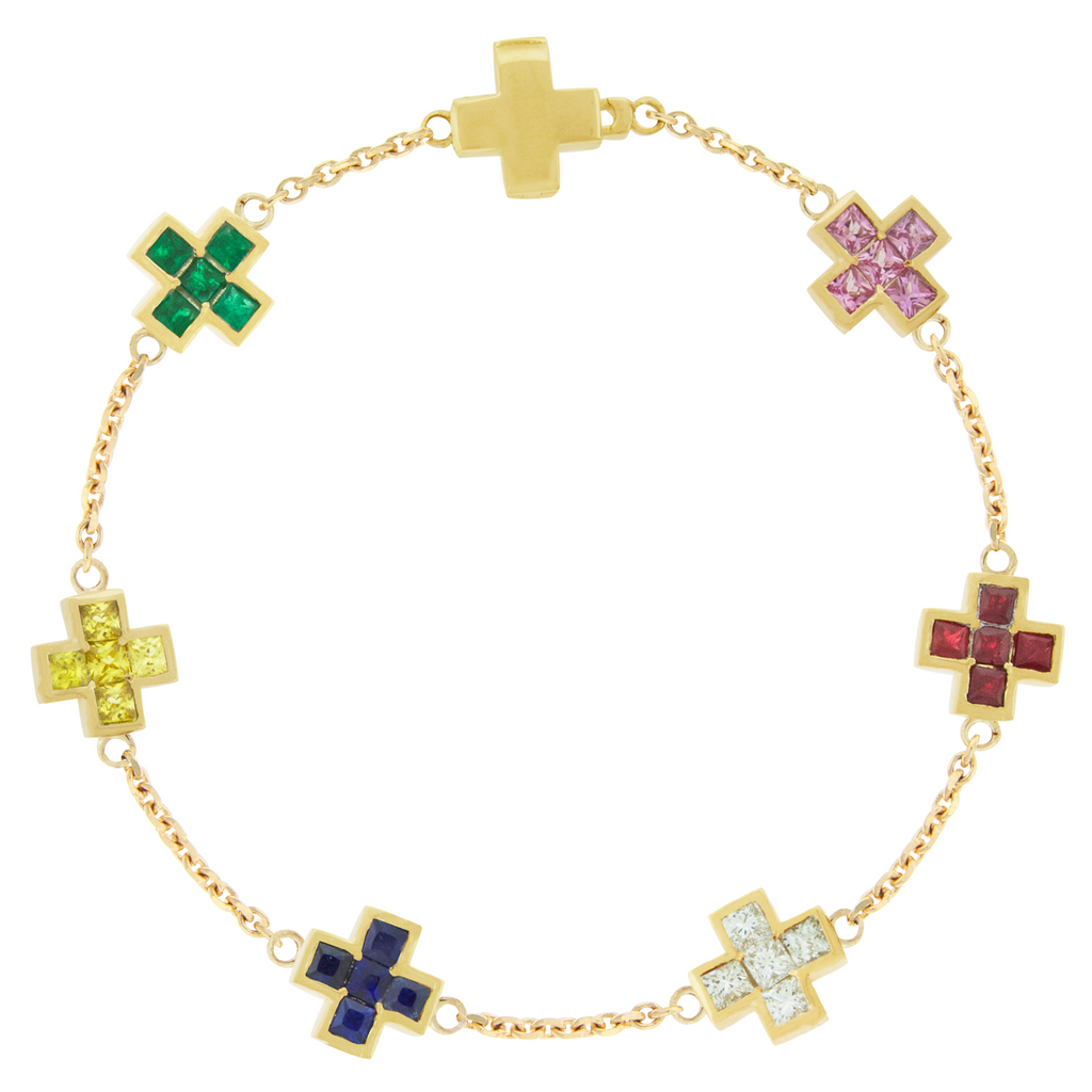 Cross Bracelet with Stones