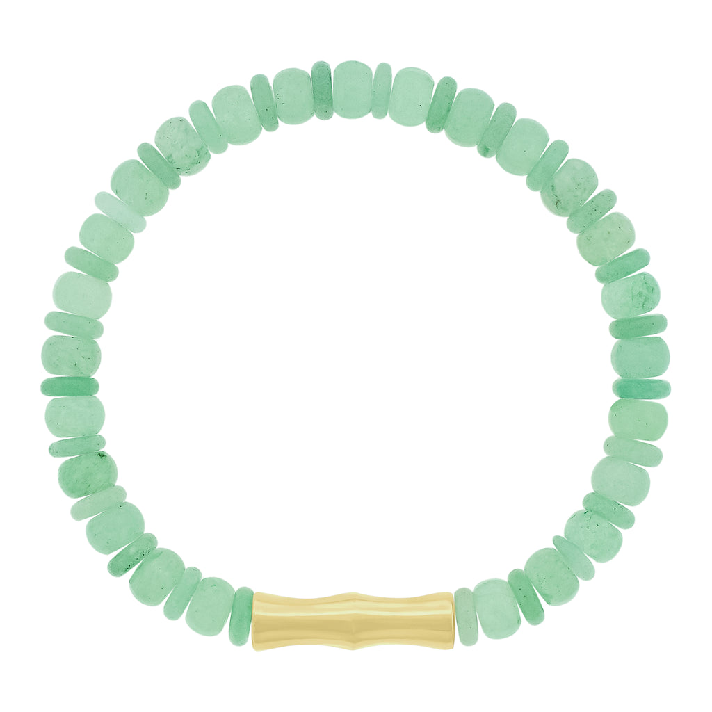 LUIS MORAIS 14k yellow gold Double-Sheath Bamboo on a gemstone beaded bracelet. Bamboo symbolizes strength, resilience, and the ability to grow through adversity.