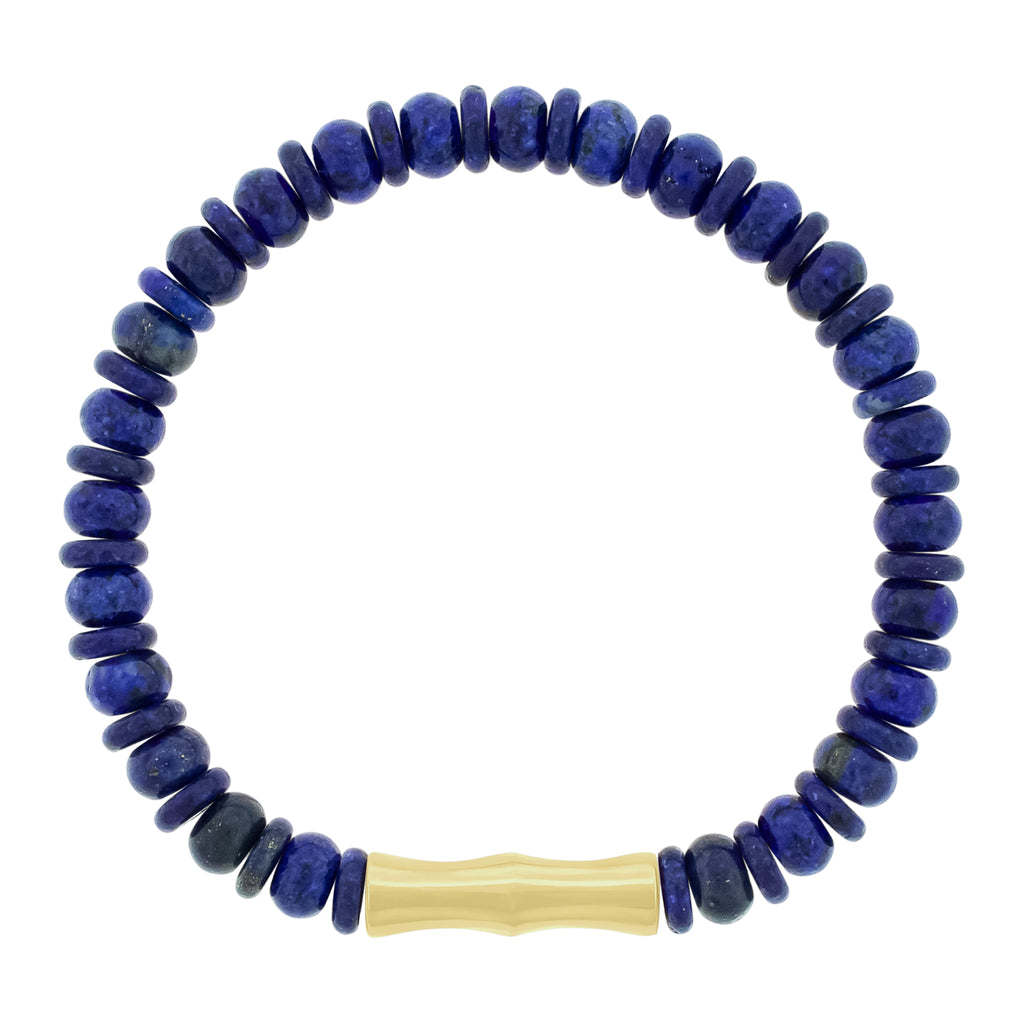 Double-Sheath Tube Lapis Bead Bracelet