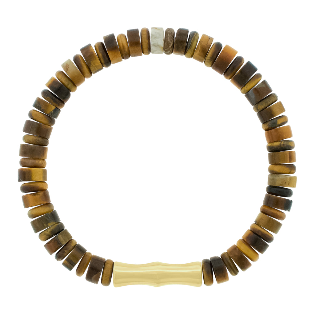 Double-Sheath Tube Tiger's Eye Bead Bracelet