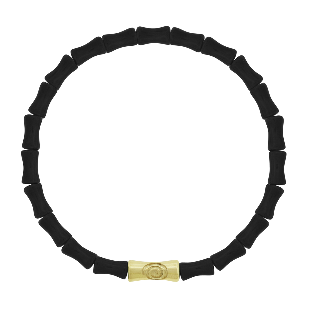 Sheath Tube with Recessed Spiral Symbol on Glass Bead Bracelet