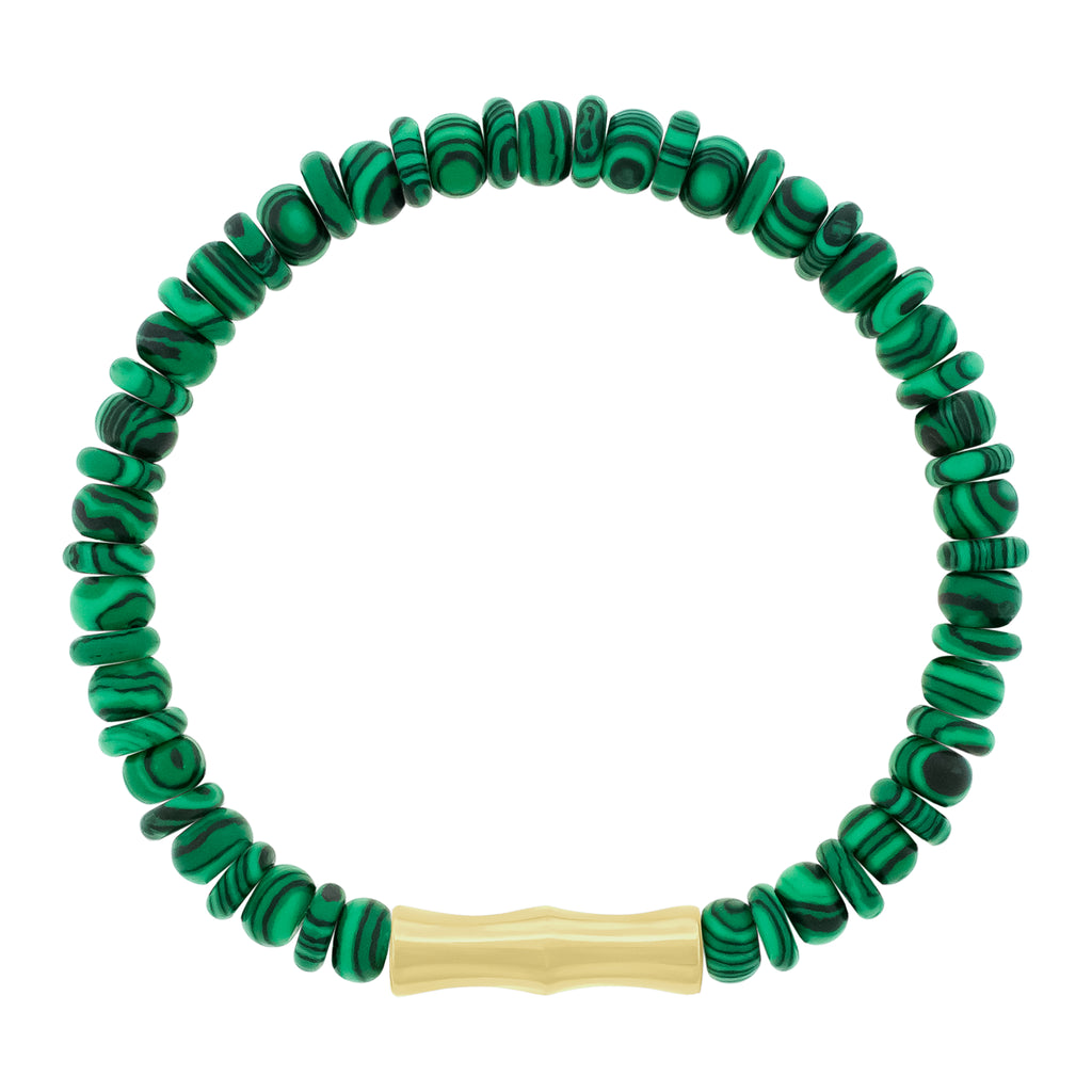 Double-Sheath Tube Malachite Bead Bracelet