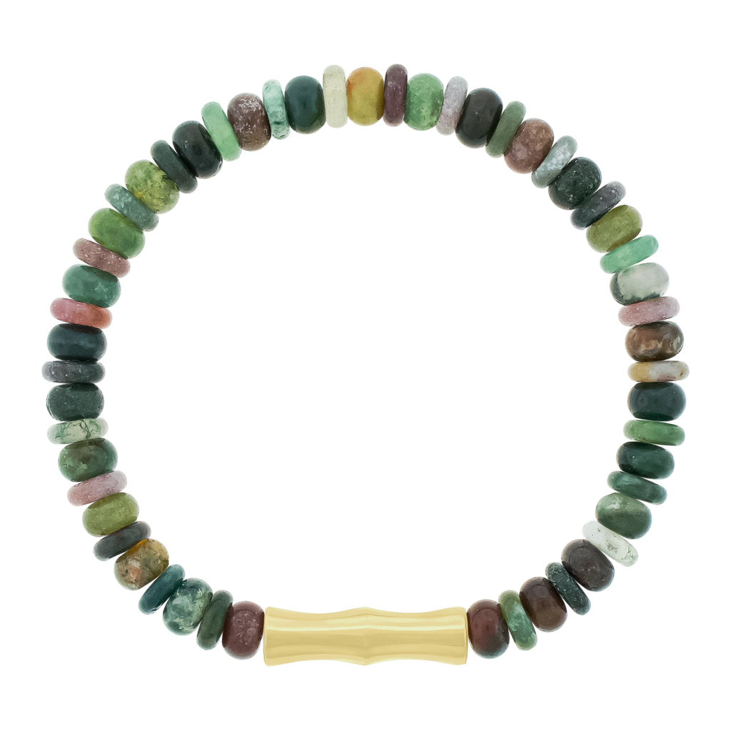 Double-Sheath Tube Indian Agate Bead Bracelet